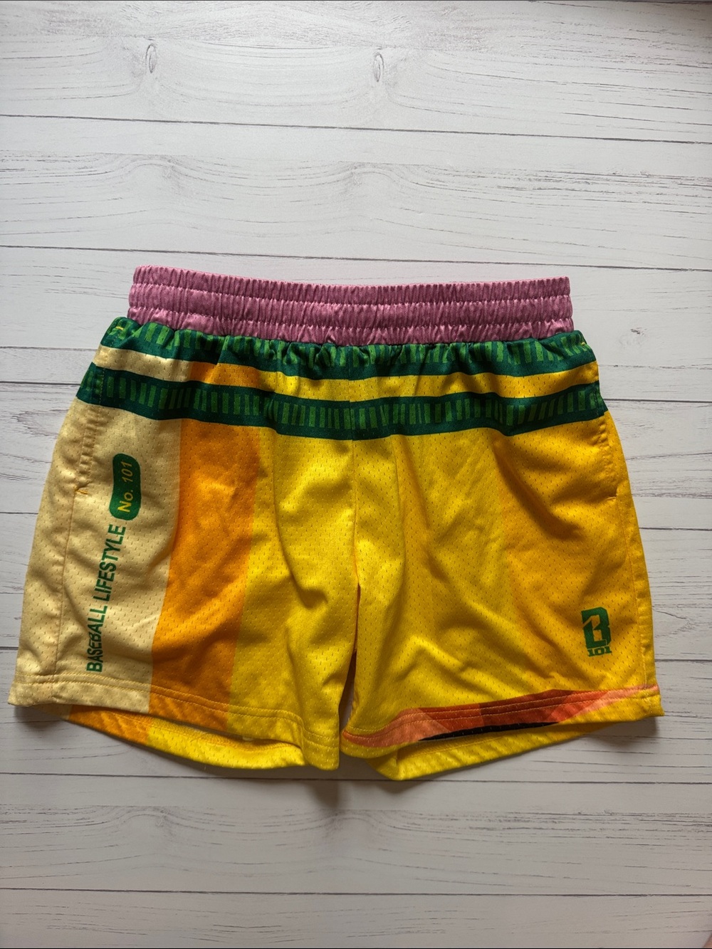 Kids Yellow Baseball Lifestyle Athletic Shorts